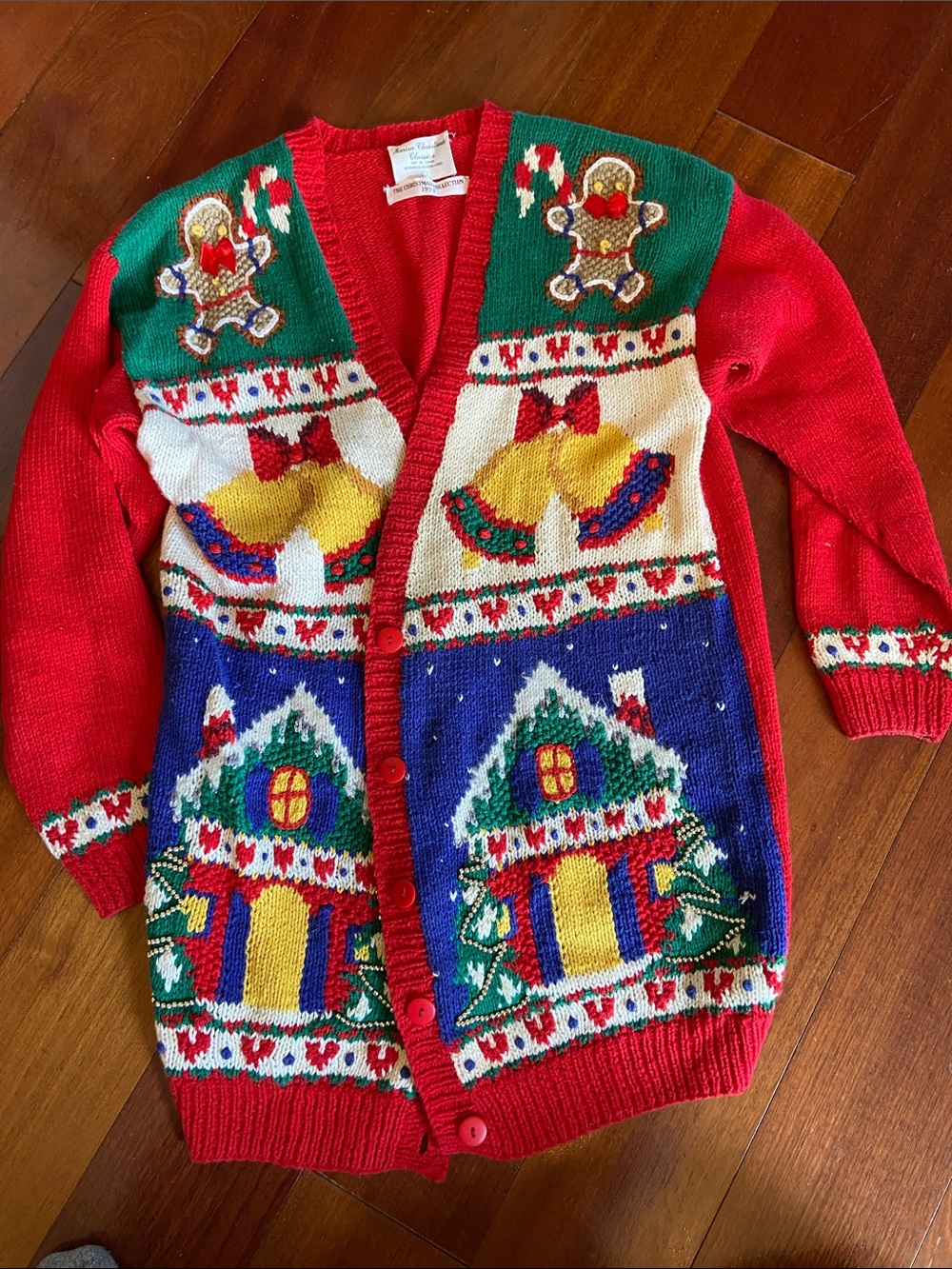 Vintage 1993 Holiday Cardigan Sweater with Holiday Designs